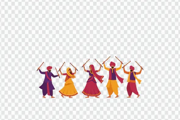 Vibrant Punjabi Folk Dancers Celebrate Traditional Festival Garba