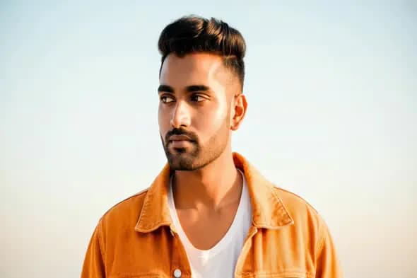 Young Indian Man in Orange Jacket