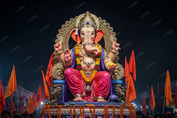 Majestic Ganesha on Ornate Throne