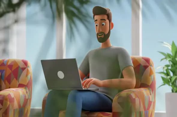 3D Animated Man Working Remotely