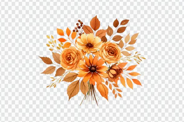 Vibrant Autumn Floral Bouquet PNG Clipart