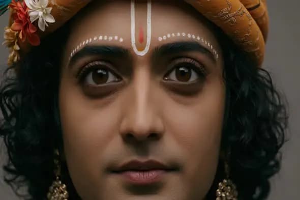 Shree Krishna Slowly Opening Eyes in Divine Tranquility