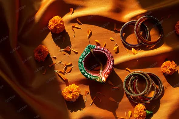 Vibrant Diwali Decorative Elements