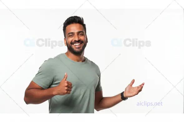 Smiling Man Thumbs Up Casual Pose