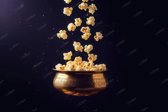 Golden Popcorn Cascade in Ornate Bowl