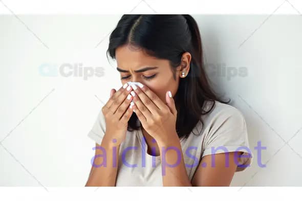 Woman Sneezing with Tissue