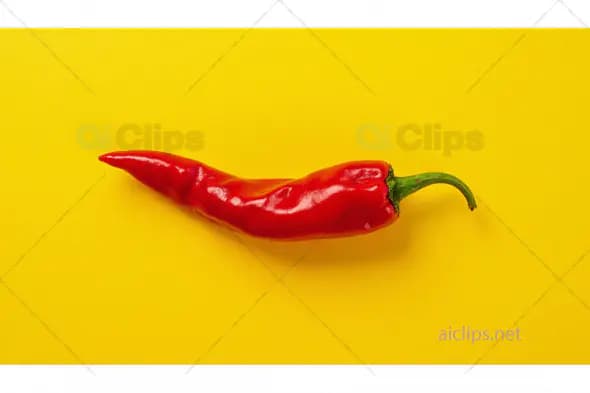Red Chili Pepper on Yellow Background