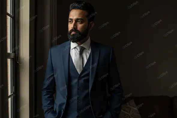 Elegant Businessman in Blue Suit