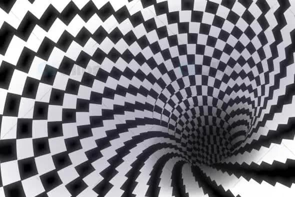 3D Rotating Checkered Tunnel Optical Illusion
