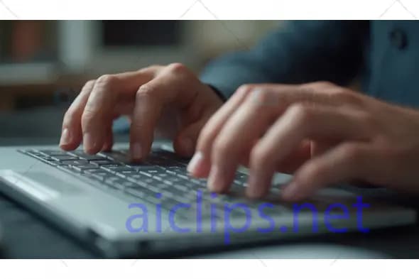 Typing on Laptop Keyboard Close-Up