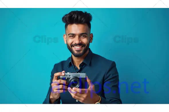 Smiling Photographer with Camera