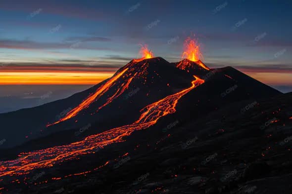 Volcanic Inferno at Twilight