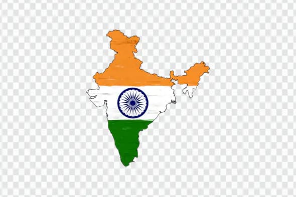 Patriotic Indian Map Silhouette with Flag Colors PNG