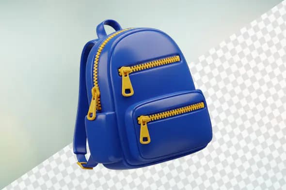 Blue backpack with yellow zipper school bag