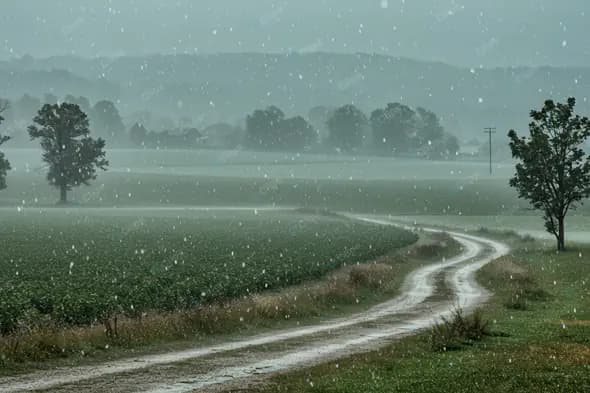 Ethereal Snowy Country Road