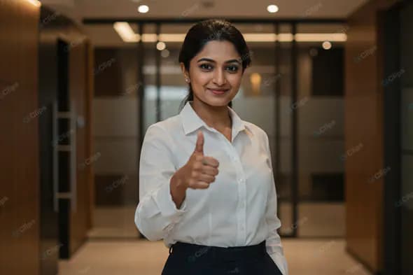 Confident Businesswoman's Positive Gesture