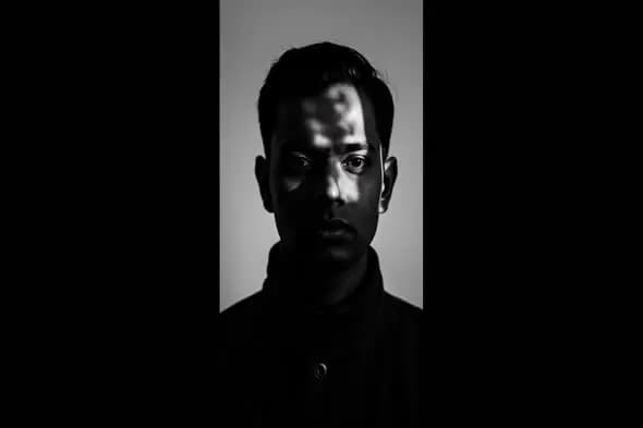 Dramatic Monochrome Portrait Stock Footage
