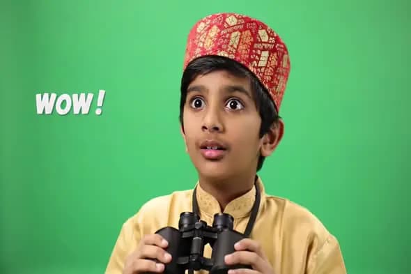 Astonished Boy with Binoculars
