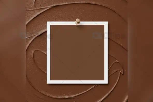 Pinned Card Mockup on Smooth Chocolate Texture Background