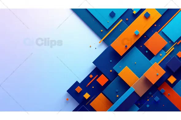 Blue and Orange 3D Geometric Design