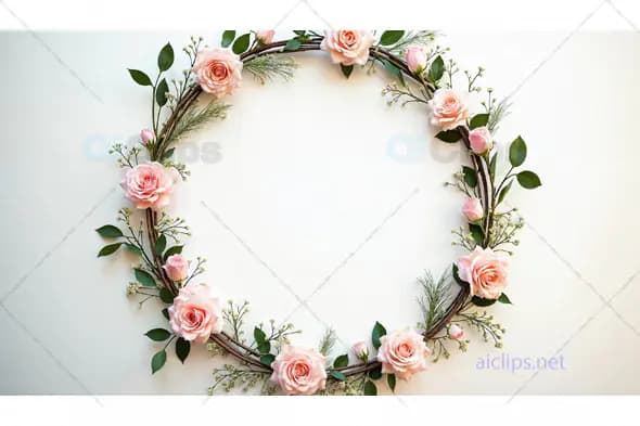Romantic Floral Wreath with Pink Roses
