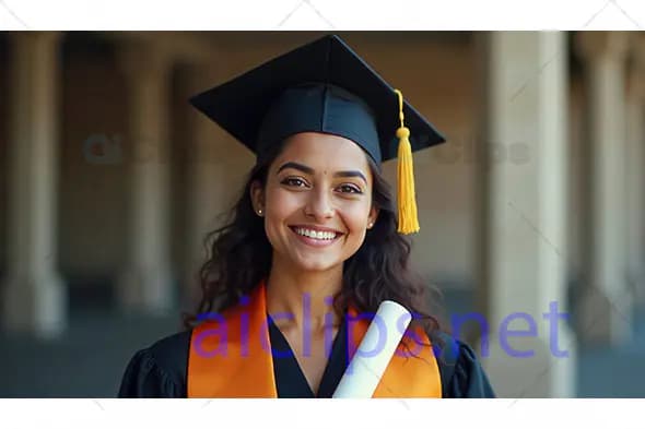 Smiling Female Graduate with Diploma
