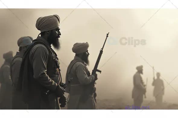Sikh Soldiers in Historic Battlefield Setting