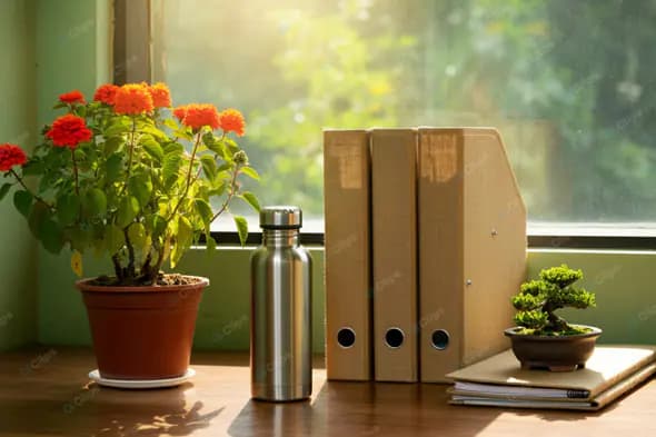 Serene Home Office Windowsill