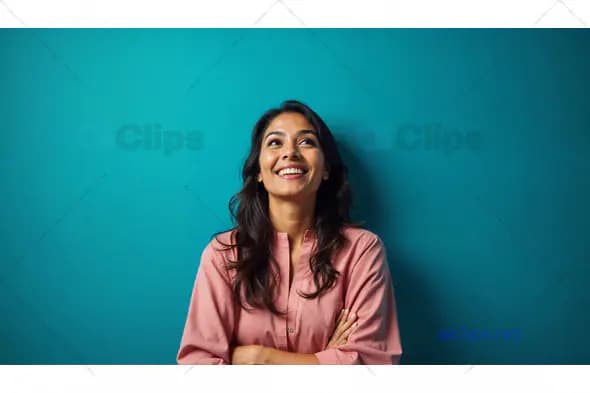 Happy Woman Looking Upwards