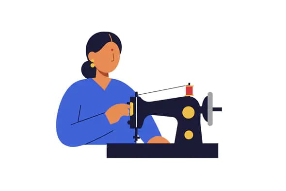 Modern Seamstress Vector Graphic