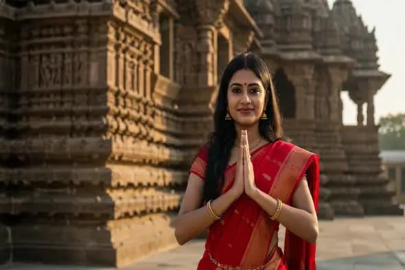 Indian Woman in Traditional Red Saree