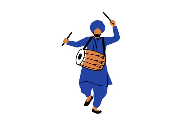 Dhol Drummer Vector Illustration