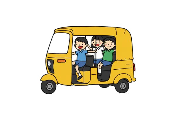 Joyful Kids in Auto Rickshaw