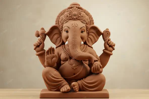 Terracotta Ganesha Idol in Seated Pose
