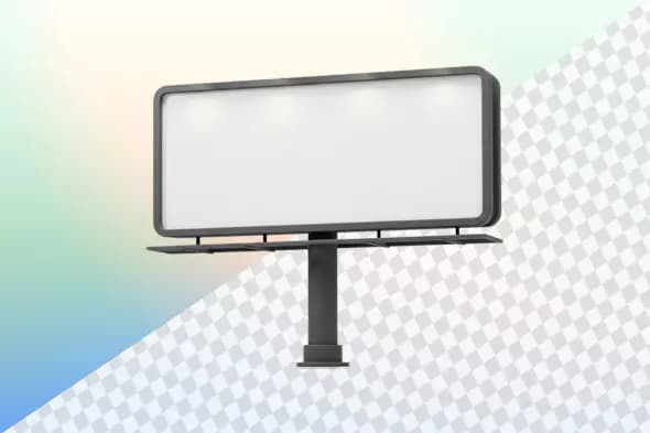 Rectangular billboard with metal stand 3D illustration