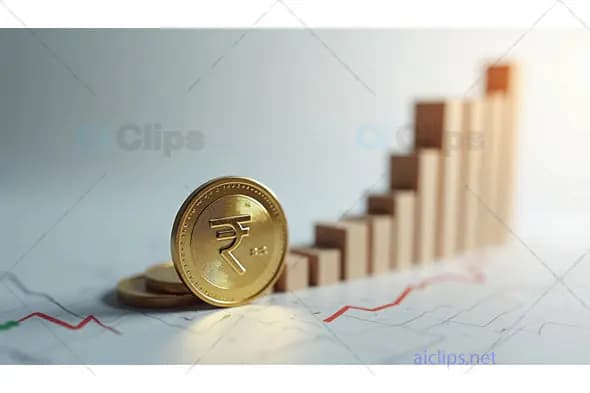 Indian Rupee Coin with Financial Growth Graph