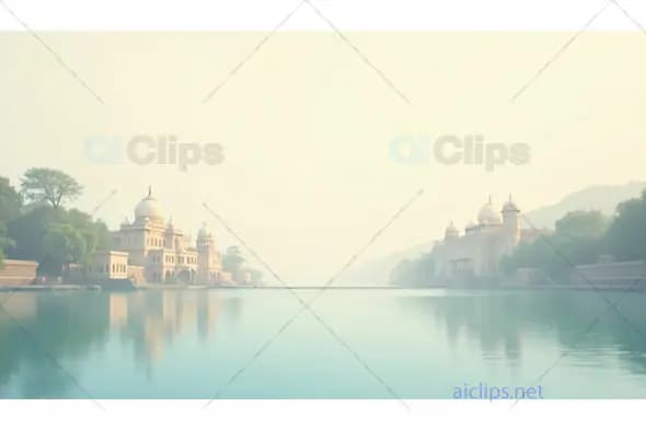 Foggy Heritage Palace Reflection on Tranquil River