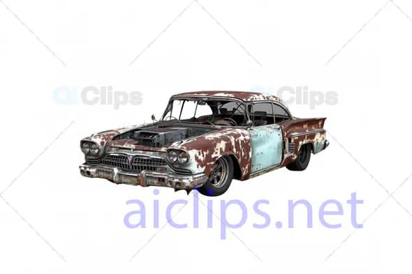 3D Rusted Vintage Car Wreck