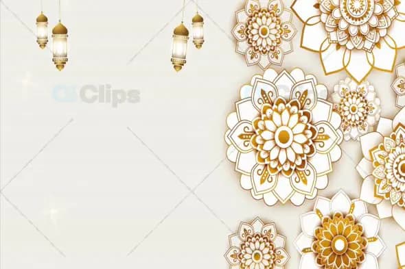 Elegant Golden Lantern and Mandala Design on Cream Background