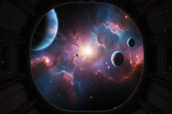 Galactic View from Spacecraft Window