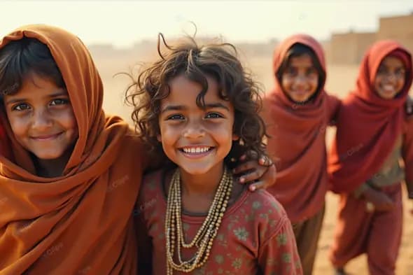 Joyful Children in Traditional Attire