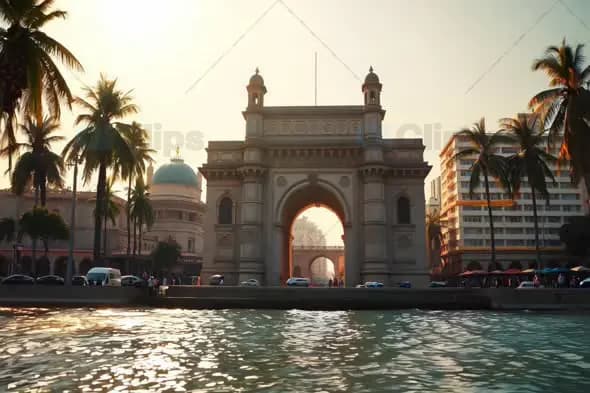 Gateway of India Monument by the Waterfront at Sunset