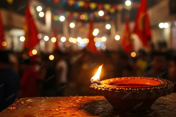 Diwali Diya Illuminating Festive Gathering