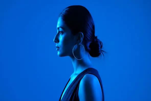 Neon Blue Profile Silhouette