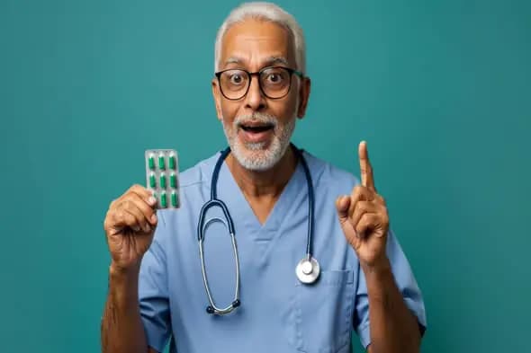 Expressive Doctor Demonstrating Medication