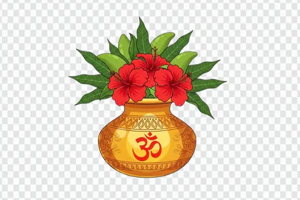 Vibrant Hibiscus Flowers Adorn Sacred Om Vase Animation