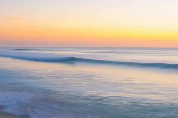 Tranquil Ocean Waves Sunset Dreamy Coastal Seascape