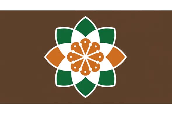 Tricolor Geometric Flower Emblem