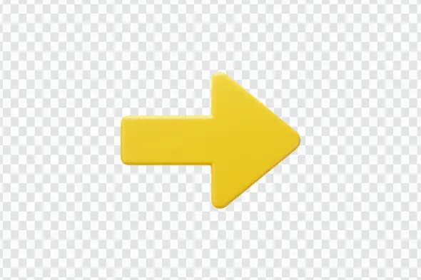 Bright Yellow Right Arrow Direction Symbol PNG