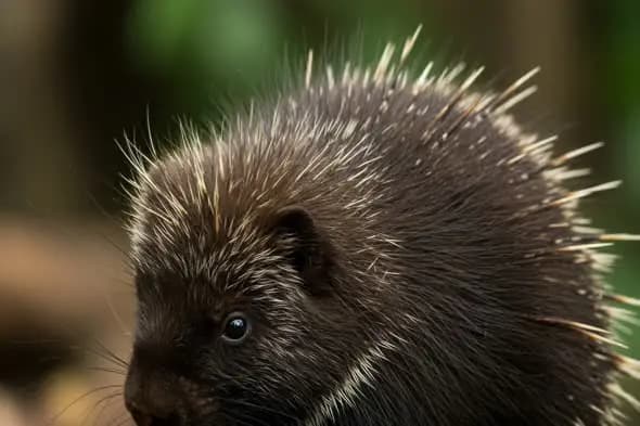 Close-Up of a Porcupine in Natural Forest Habitat